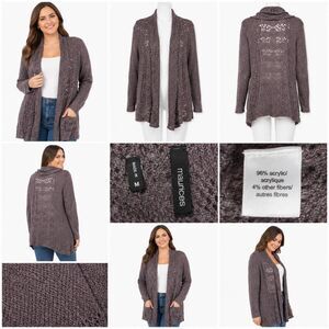 Maurices M Brown Open Knit Long Sleeve Cardigan